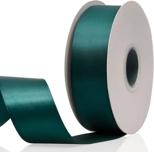 Miniatura 79 de Cinta de satén de doble cara verde manzana de 1-1/2 x 50 yardas, rollos de cinta de tela de alta densidad de color sólido, ideal para envolver