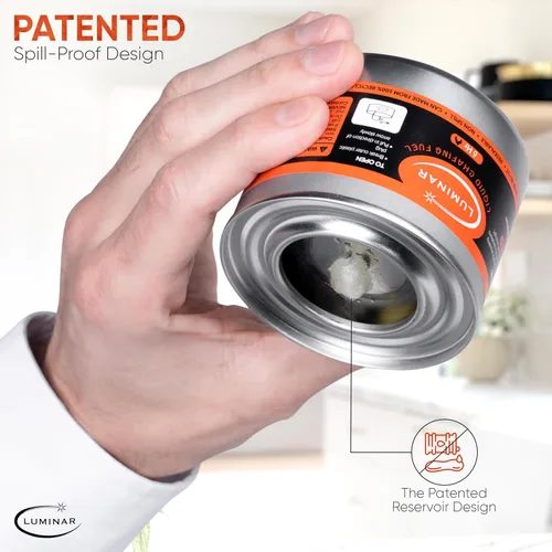 Miniatura 2 de Luminar Latas de combustible de rozaduras con mecha resellable, paquete de 6, 6 horas, quemadores de calidad premium para calentadores de alimentos