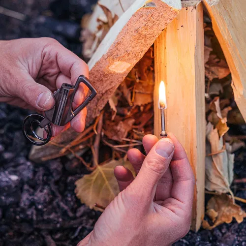 Miniatura 7 de SURVIVE Llavero de abrebotellas con encendido permanente de metal, encendido reutilizable para iniciar fuego de supervivencia, kit de emergencia