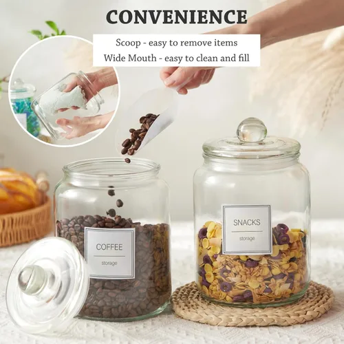 Miniatura 2 de FyndraX Tarros de vidrio grandes de medio galón con tapas, recipientes herméticos transparentes de almacenamiento para galletas, dulces, harina