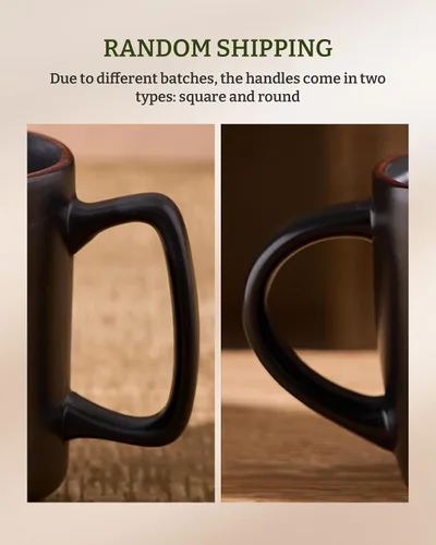 Miniatura 3 de famiware Juego de 6 tazas de café Nebula de 14 onzas, juego de tazas de cerámica con asa para café con leche, té, leche, capuchino, cacao, negro mate