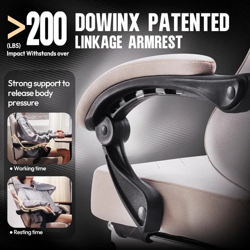 Miniatura 6 de Dowinx Silla de juegos con cojín de resorte de bolsillo, respaldo alto, silla giratoria ergonómica de 360° para juegos de oficina, soporte lumbar