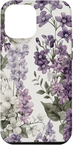 Miniatura 25 de Funda para iPhone XR White Violet Purple Lavender Lilac Floral con flores botánicas