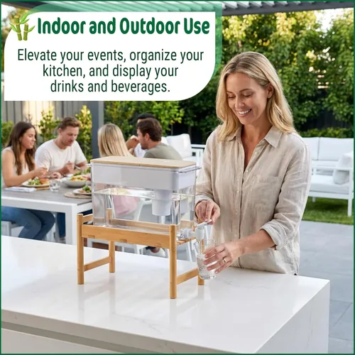 Miniatura 6 de Soporte dispensador de agua – Compatible con dispensadores de filtro de bebidas de tamaño mediano, jarras – Ideal para encimeras, soportes