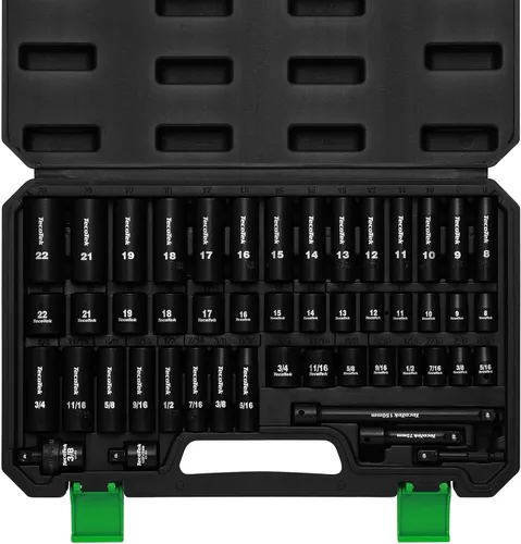 Miniatura 11 de TecoTek 30 piezas de juego de dados de impacto superficial métrico de 1/2 pulgada, Cr-Mo, de 10 mm a 36 mm, sin tamaños omitidos, de 6 puntas