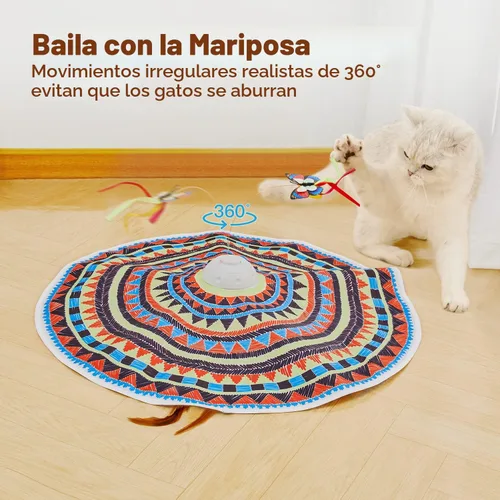 Miniatura 4 de Potaroma Juguetes para gatos recargables, escondite 3 en 1, diversión interactiva automática, mariposa aleteante, pluma móvil, varita para gatito