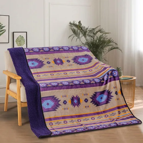 Miniatura 3 de Manta de forro polar Sherpa para sofá, manta suave y supersuave para sofá y silla, manta de felpa acogedora de doble cara de 50 x 60 pulgadas Azul