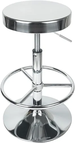 Miniatura 9 de LUXUCURE Taburete rodante de metal con ruedas y reposapiés, taburete de belleza resistente de altura ajustable, estructura de acero inoxidable