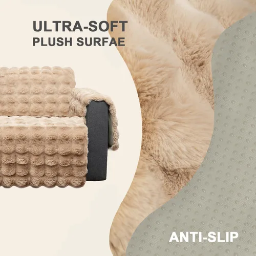 Miniatura 5 de Funda de sofá de felpa y peluda Shaggy, funda de sofá de imitación de piel para perros, funda de sofá resistente al agua, protector de muebles