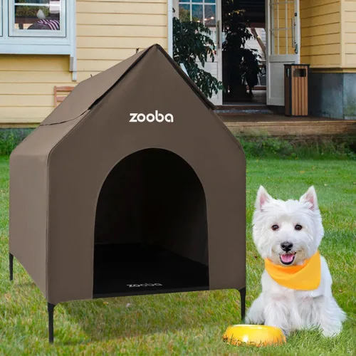 Miniatura 18 de Zooba Casa para perros 2 en 1 de 29 pulgadas para perros medianos, casa elevada para perros al aire libre e interior, refugio elevado para mascotas