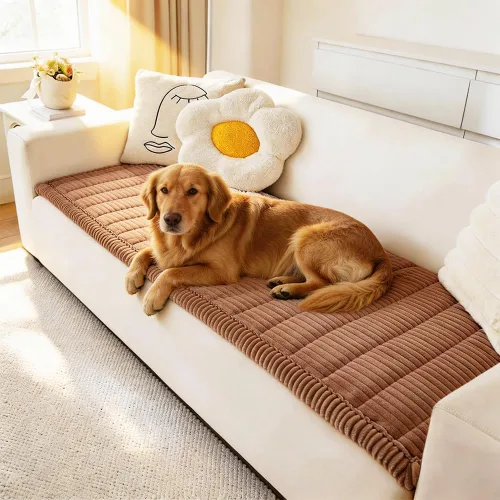Miniatura 8 de Awjcsv Funda para sofá para perros lavable, fundas de sofá para mascotas de pelo esponjoso para sofá de 3 cojines, funda antideslizante para sofá