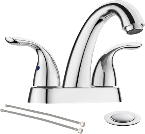 Miniatura 13 de Phiestina Centerset BF008-5-BN - Grifo de lavabo de baño de acero inoxidable de 4 pulgadas de níquel cepillado de 2 o 3 agujeros, grifo de baño de 2
