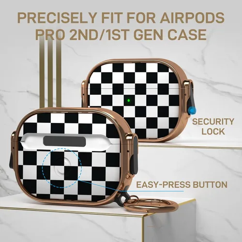 Miniatura 2 de Maxjoy Funda para AirPods Pro de 2ª/1ª generación con cerradura, bonita funda para AirPods Pro 2, funda protectora dura para AirPod Pro para mujeres
