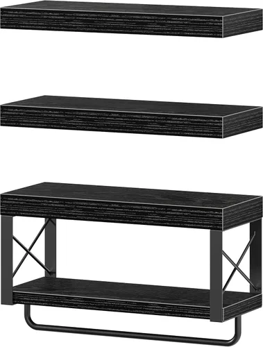 Miniatura 8 de QEEIG Estantes de baño sobre el inodoro - Estante flotante para pared, almacenamiento de papel higiénico, estilo rústico, 16 pulgadas, juego de 3