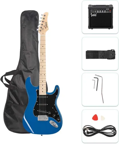 Miniatura 11 de GLARRY Guitarra eléctrica de tamaño completo para principiantes amantes de la música con amplificador de 20 W y paquete de accesorios para guitarra
