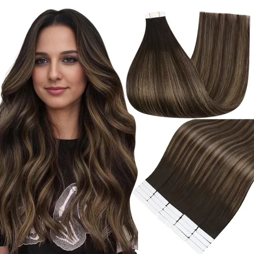 Miniatura 44 de Full Shine - Extensiones de cabello con cinta adhesiva de 18 pulgadas, extensiones de cabello Remy de 1.76 oz, extensiones de cabello lacio
