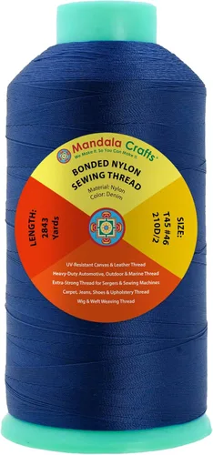 Miniatura 328 de Mandala Crafts - Hilo de nailon para coser cuero, tapicería, mezclilla y para trenzar el pelo; resistente, 1500 yardas, tamaño 69 T70 Marrón