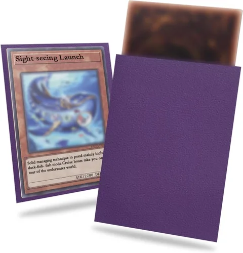 Paquete de 200 fundas para tarjetas color morado compatibles con fundas para tarjetas Yu-gi-oh, fundas japonesas para tarjetas pequeñas, fundas para