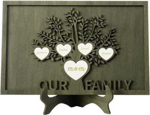 Miniatura 9 de Regalos para mamá, marco de árbol genealógico personalizado, placas de madera, recuerdos de genealogía, decoración del día de la madre, día del EL
