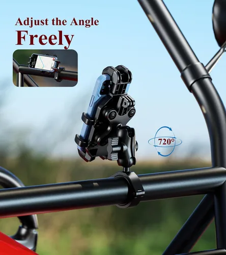 Miniatura 5 de BRCOVAN Soporte de teléfono UTV resistente con amortiguador de vibraciones Adjustable UTV Roll Cage Cellphone Clip for 5.4''-6.9'' Smartphones