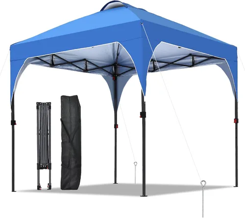 Miniatura 11 de Toldo desplegable de 10 x 10 pies, kiosco fácil de instalar, toldo para exteriores con 3 alturas ajustables para playa, fiestas, campamento, negro.