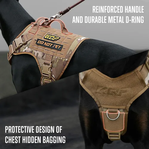 Miniatura 4 de Arnés táctico para perro, arnés para perro sin tirones, chaleco militar con clips metálicos ajustables, arnés para perros grandes, medianos