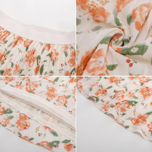 Miniatura 194 de GRACE KARIN - Falda plisada de gasa para mujer, con cintura alta y elástica, vuelo, corte acampanado y longitud por debajo de la rodilla