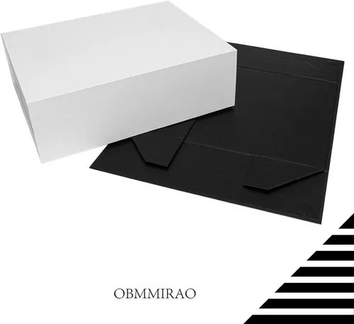 Miniatura 6 de Caja de regalo negra con tapa de 12 x 8 x 2.5 pulgadas, caja de regalo magnética para envolver, caja de regalo a granel para regalo, grano de malla