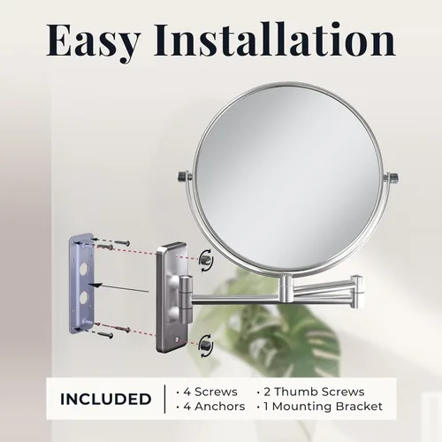 Miniatura 5 de Zadro Espejo de maquillaje para montar en la pared con aumento, espejo plegable de brazo extensible, espejo de tocador para ducha de pared, espejo