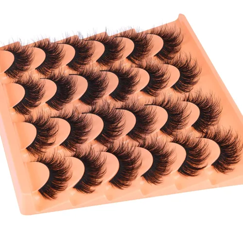 Miniatura 5 de ALICROWN - Pestañas postizas peludas, pestañas postizas naturales, pestañas postizas de visón completo, pestañas rizadas C, paquete de 12 pares