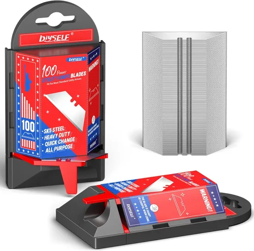 Miniatura 7 de DIYSELF Paquete de 50 Cuchillas para Cuchillo Utilitario, Cuchillas Cortadoras de Caja de Acero SK5 con Dispensador, Cuchillas Estándar