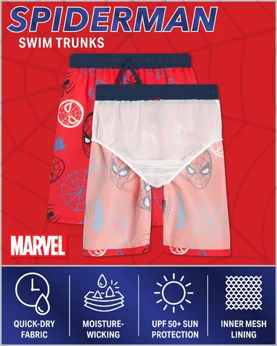 Miniatura 2 de Marvel Traje de baño para niños - Avengers Spiderman Capitán América Spidey y amigos UPF 50+ de secado rápido, pantalones cortos de natación
