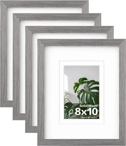 Miniatura 118 de Egofine - Juego de 4 portarretratos 8 x 10 pulgadas de madera maciza y cubierta de plexiglás de 4 x 6/5 x 7 pulgadas con paspartú u 8 x 10 pulgadas