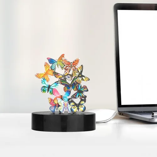 Miniatura 6 de Juguetes de escritorio para oficina para adultos, diseño de mariposas magnéticas, decoración de escritorio para mujer, oficina (base circular)