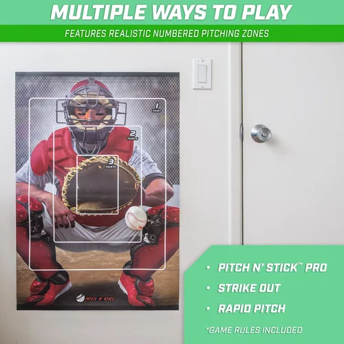 Miniatura 6 de GoSports Pitch N' Stick Kids Baseball Pitching Game - Choose Between Wall Poster Game Set or 4 Replacement Sticky Ball Baseballs