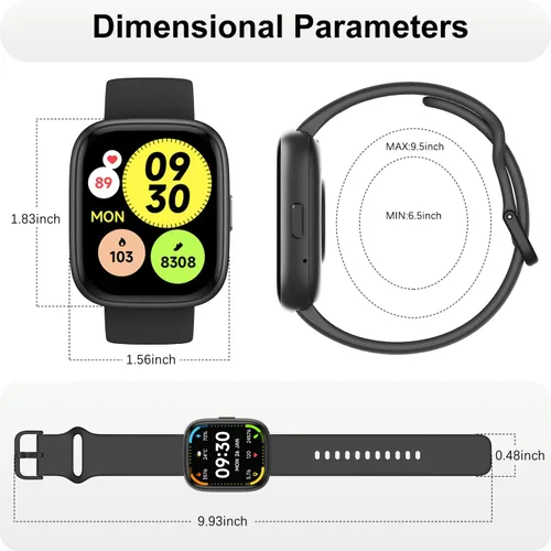 Miniatura 8 de Reloj inteligente con Alexa y llamadas Bluetooth, pantalla táctil HD de 1.83 pulgadas, reloj de fitness con monitor de frecuencia cardíaca/sueño, 30