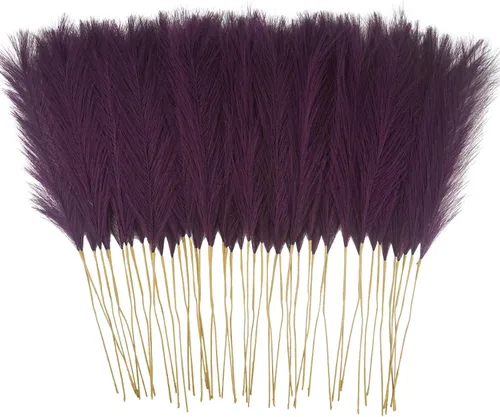 Miniatura 31 de obbsie 50 piezas de decoración de hierba de pampa falsa naranja quemado, 21.6 pulgadas de hierba pomposa artificial corta de otoño, ramas de hierba