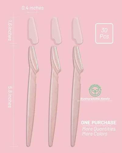 Miniatura 5 de MoHern Herramienta de dermaplaning para la cara, 30 piezas de afeitar Dermaplane para la cara, maquinilla de afeitar multiusos para mujeres y Rosa