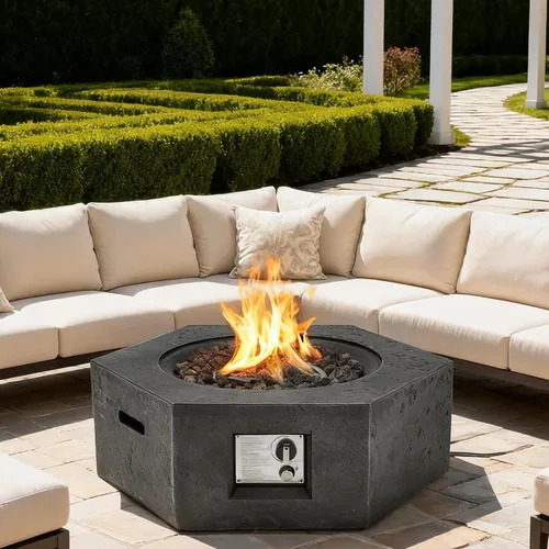 Miniatura 27 de ECOTOUGE Mesa de cubierta de tanque de propano, 15.5 pulgadas para mesa de fuego, mesa oculta cilíndrica para exteriores para fogata de gas