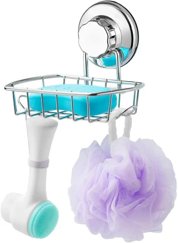 Miniatura 5 de SANNO Carrito de ducha con ventosas con soporte para jabón, cesta de ducha de acero inoxidable inoxidable montado en la pared