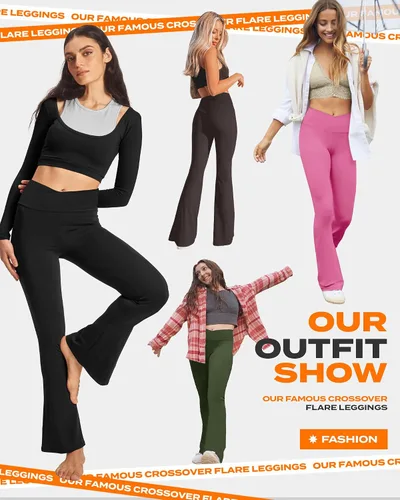Miniatura 23 de TNNZEET Leggings acampanados negros para mujer, pantalones de yoga cruzados con bolsillos, corte de bota, leggings acampanados