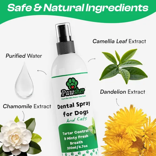 Miniatura 2 de Spray ambientador de aliento para perros, spray para el cuidado bucal de mascotas para perros y gatos con manzanilla y menta, ayuda a apoyar