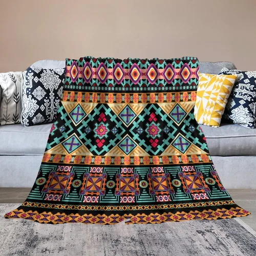 Miniatura 6 de Manta azteca tribal del suroeste, manta de franela súper suave para cama y sofá (franela de 10.32 oz/m²), 50 x 70 pulgadas