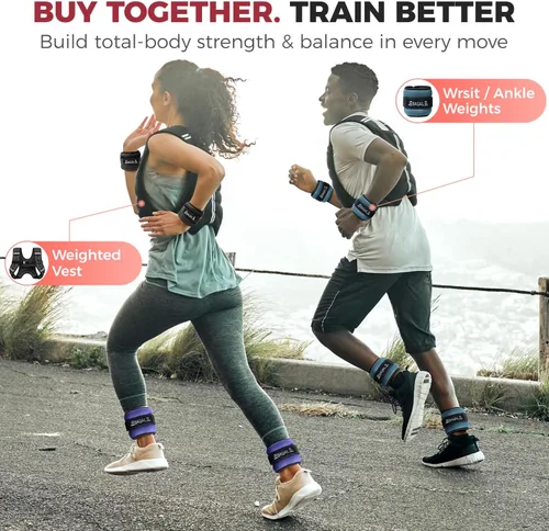 Miniatura 8 de BAGAIL Pesas de tobillo para mujeres y hombres, un par de pesas de 1/2/4/6/8/10 libras con diseño elegante y ajuste seguro para caminar, correr