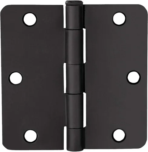 Miniatura 2 de Design House Paquete de 10 bisagras de puerta interior de 3.5 x 3.5 pulgadas con radio de 1/4 de pulgada, negro mate, construcción de acero