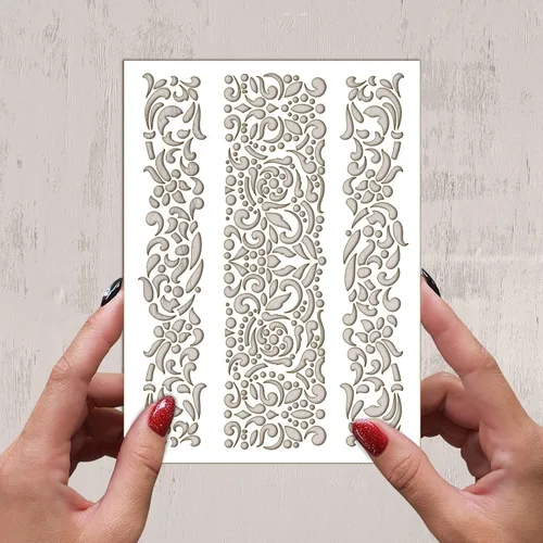 Miniatura 2 de Plantilla decorativa floral victoriana FLONZ de 6 x 8 pulgadas, plantilla decorativa para pintura de pared, álbumes de recortes y decoración