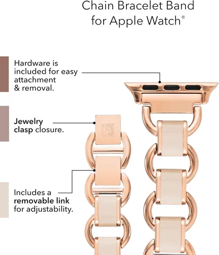 Miniatura 5 de Pulsera de cadena de moda Anne Klein para Apple Watch, segura, ajustable, correa de repuesto para Apple Watch, se adapta a la mayoría de las muñecas