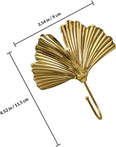 Miniatura 2 de OSALADI 2 ganchos decorativos de hojas de ginkgo elegantes y perchas para sombreros para el hogar, entrada, dormitorio, sala de estar