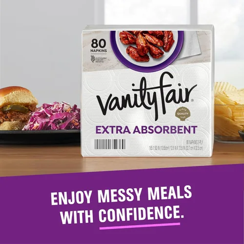 Miniatura 8 de Vanity Fair Servilletas de papel extra absorbentes, 160 unidades, servilletas desechables hechas suaves y fuertes para comidas desordenadas y uso