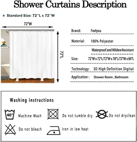 Miniatura 7 de Feelyou Cortina de ducha musical para decoración de baño, cinta de casete, cortina de baño de música, accesorios de baño, tela de poliéster
